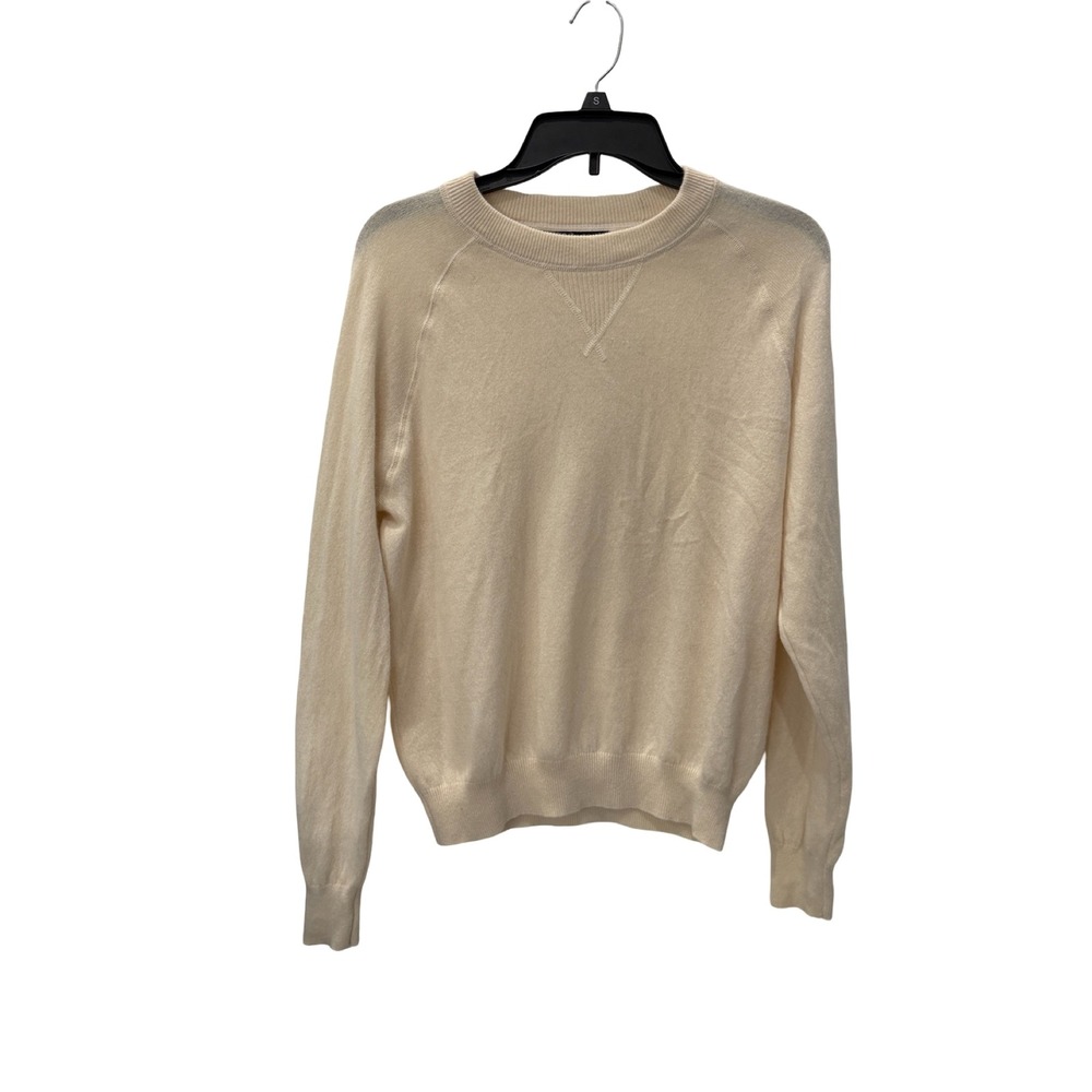 Quince Mongolian Cashmere Crewneck Sweater Ivory Cream Large Raglan Knit Top